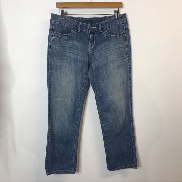 Simply Vera Denim Womens Capri Jeans Cropped Straight Flap Pockets Size 8 - Picture 1 of 13